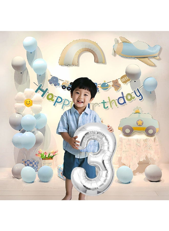 Cute Vehicle Car Balloon Set with Happy Birthday Banner,Cake Topper,Perfect for Graduation Baby Shower Birthday Party Backdrop - Image 3